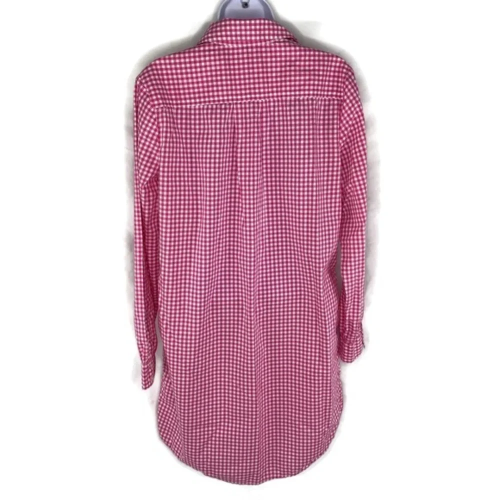 Gap Pink & White Gingham Print T-Shirt Dress Med - Picture 5 of 9